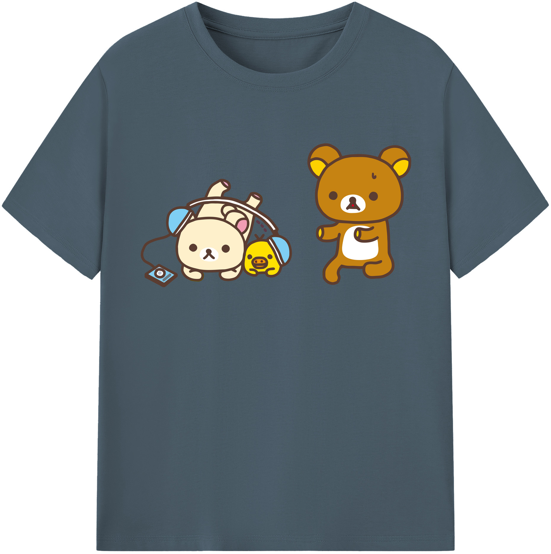 （画像用） リラックマ リラックマ キイロイトリ Rilakkuma Korilakkuma Kiiroitori 綿100％半袖Tシャツ（フロントプリント）
